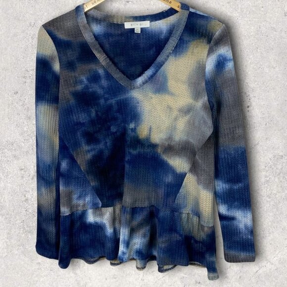 Anthropologie Eri and Ali Tie Dye Long Sleeve Waffle‎ Knit Top Size XS Bohemian - Picture 3 of 15